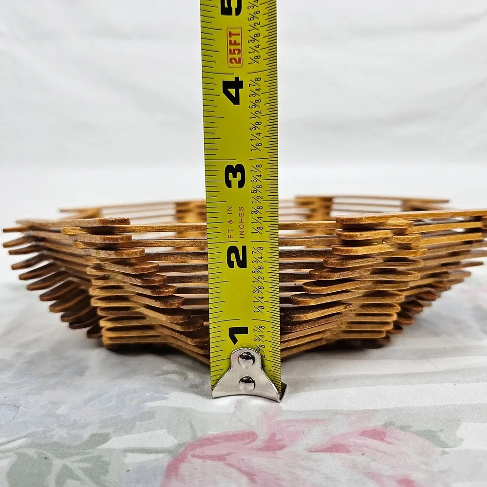 Handmade Wooden Popsicle Stick‎ Octagon Basket Bowl Decorative Centerpiece